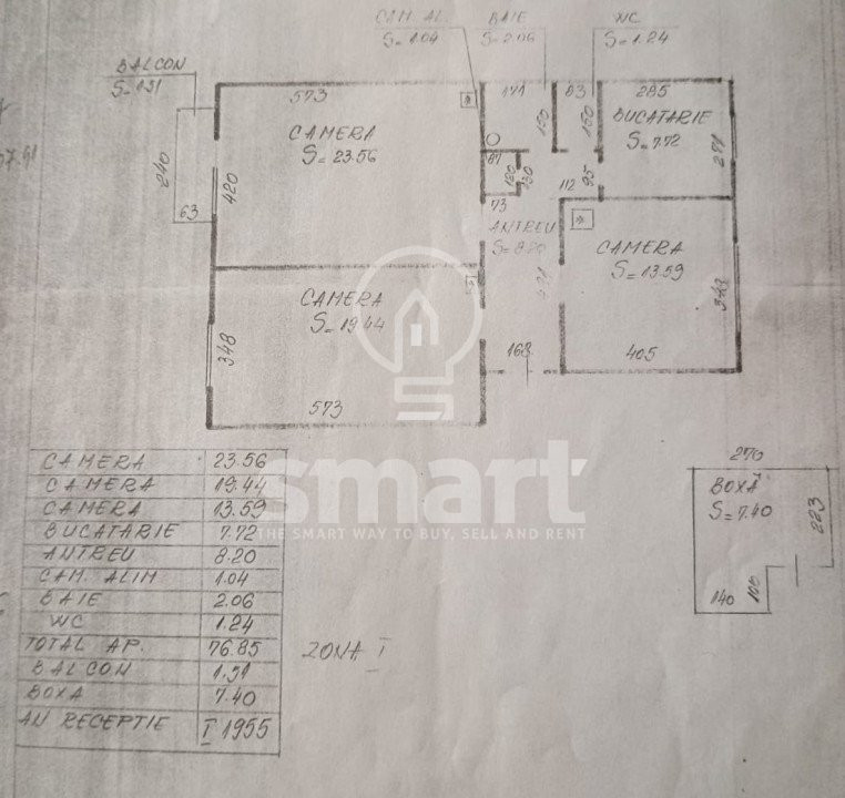 Apartament 3 camere decomandat 77mp Centru Horea