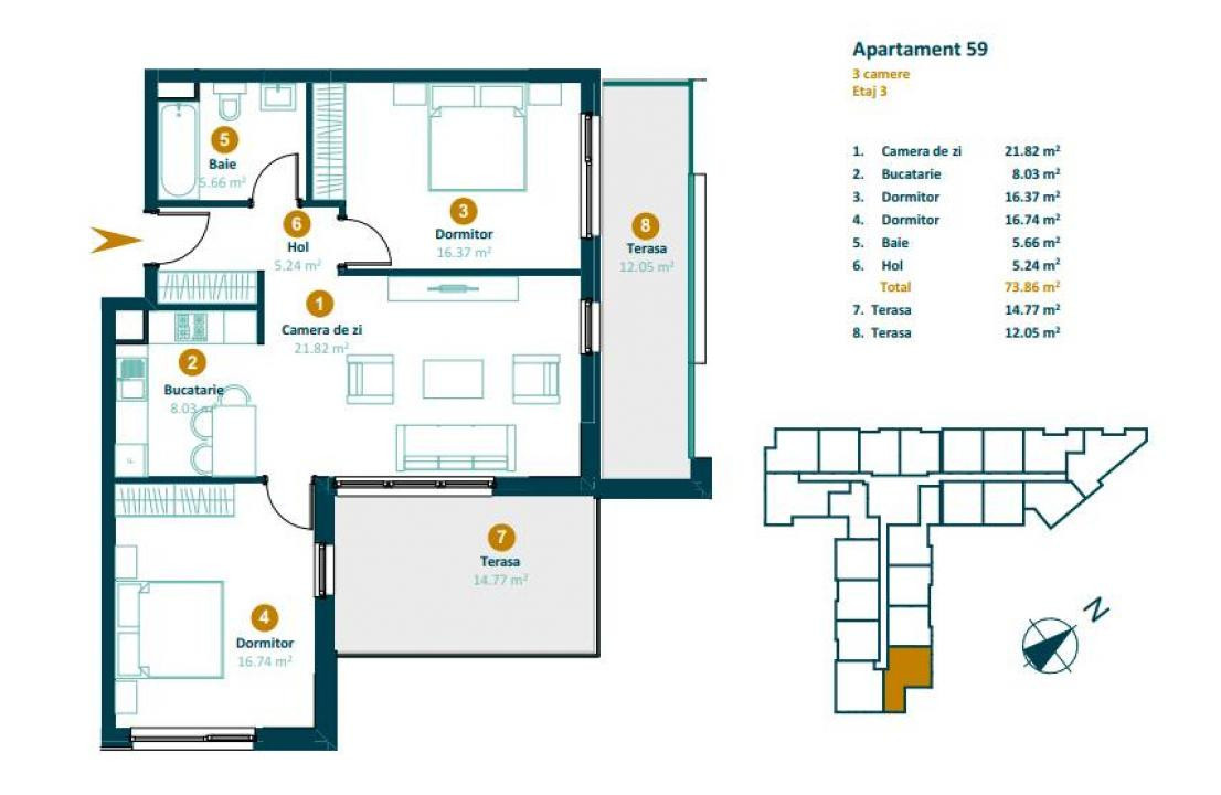 Apartament 3 camere BLOC NOU Intre Lacuri Dunarii FINISAT