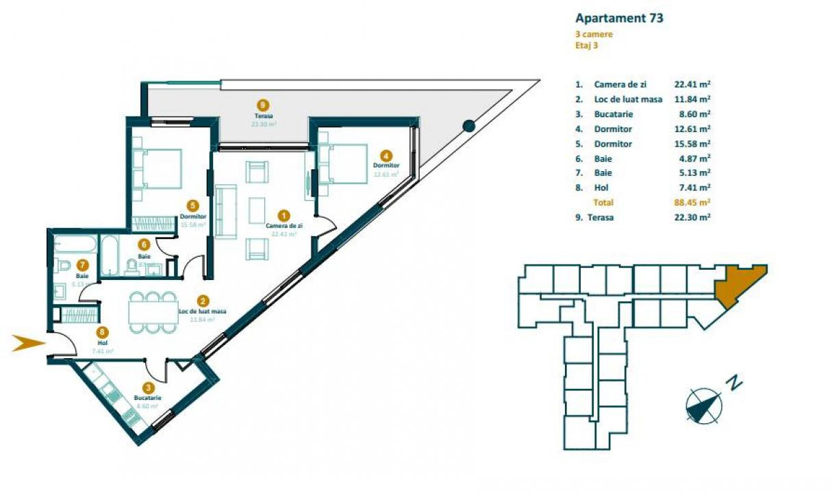 Apartament 3 camere BLOC NOU Intre Lacuri Dunarii FINISAT