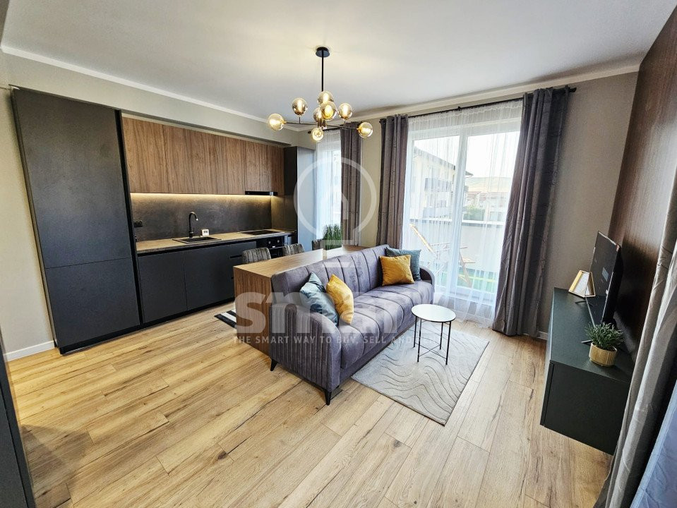 Apartament 2 camere cu terasa 23 mp, ultrafinisat, zona Terra, Floresti 
