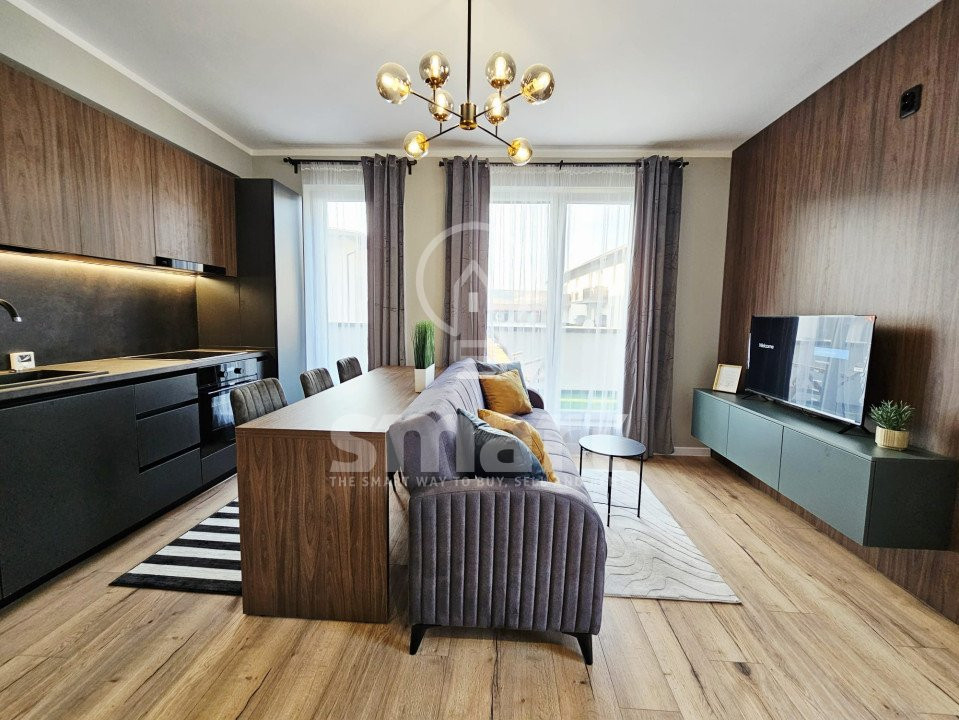 Apartament 2 camere cu terasa 23 mp, ultrafinisat, zona Terra, Floresti 