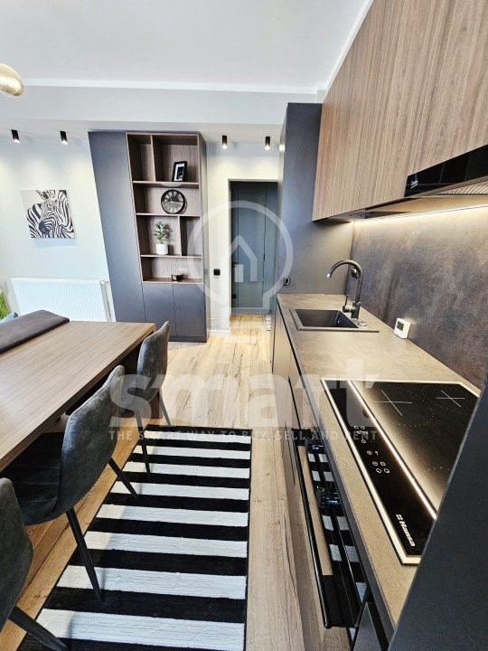 Apartament 2 camere cu terasa 23 mp, ultrafinisat, zona Terra, Floresti 