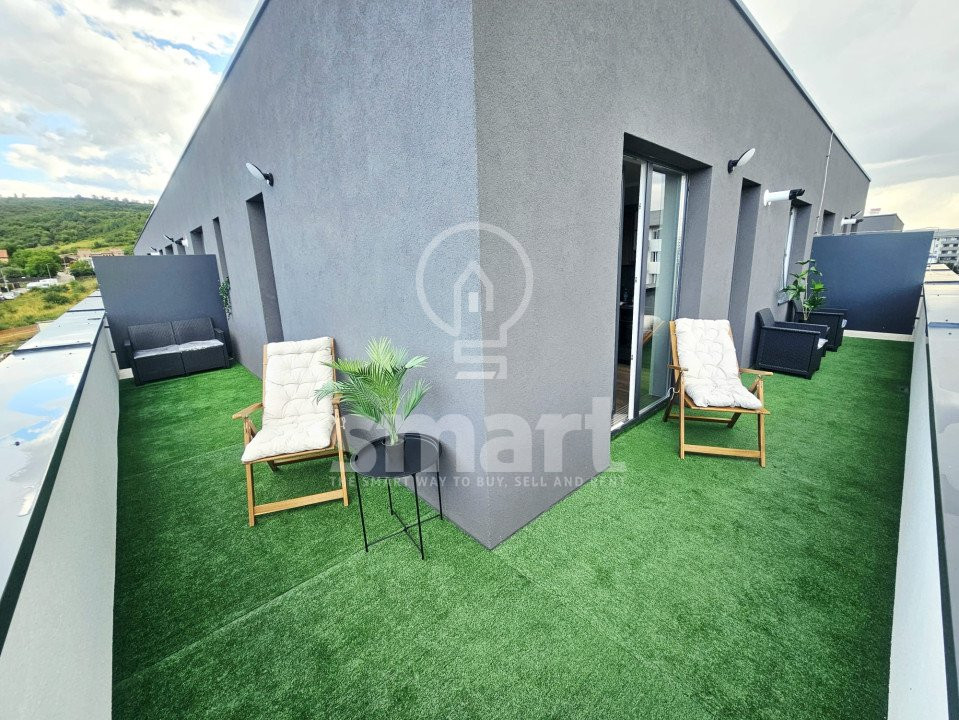 Apartament 2 camere cu terasa 23 mp, ultrafinisat, zona Terra, Floresti 