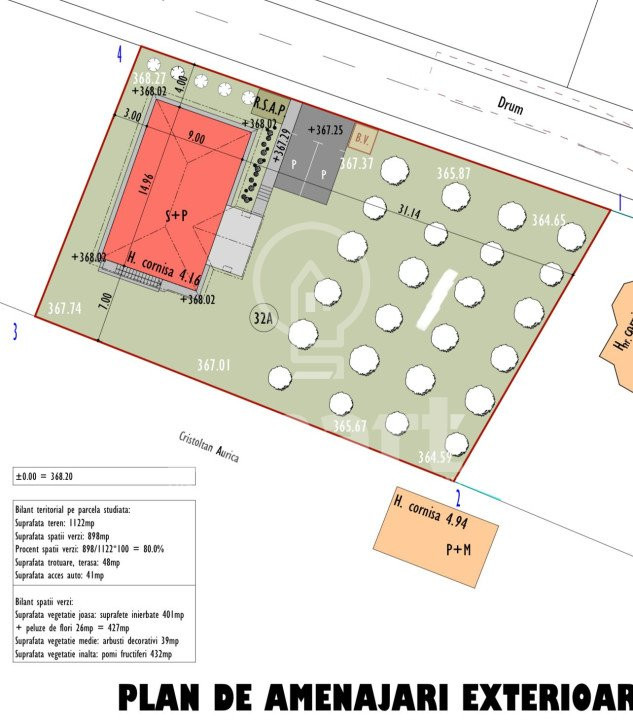 Teren plan autorizat casa individuala Borhanci 1122 mp