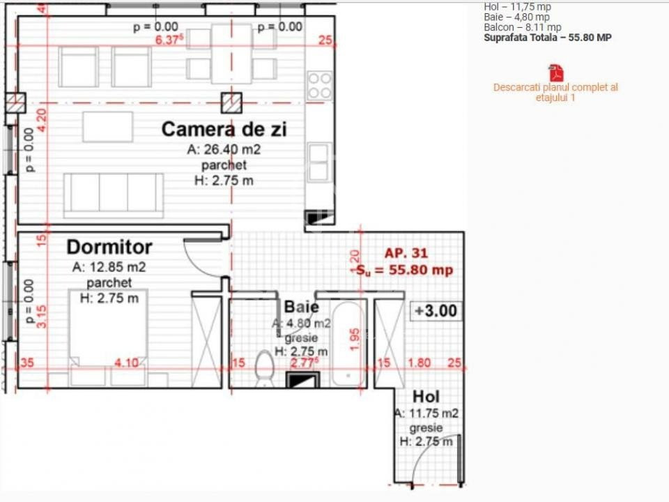 Apartament 2 camere mobilat BLOC NOU Zorilor cu garaj