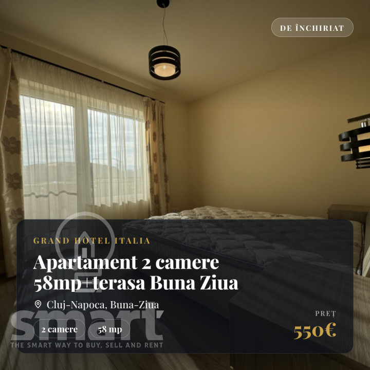 Apartament 2 camere 58mp+terasa Buna Ziua 
