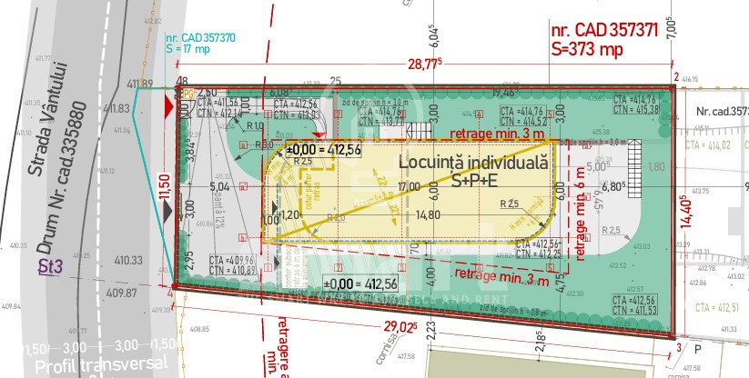Teren de vanzare Gruia zona strazii Vanatorului 373 mp PUZ aprobat zona premium