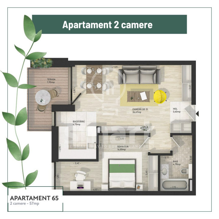 Apartament 2 camere The Nest Mărăști Parcare subterană inclusă 