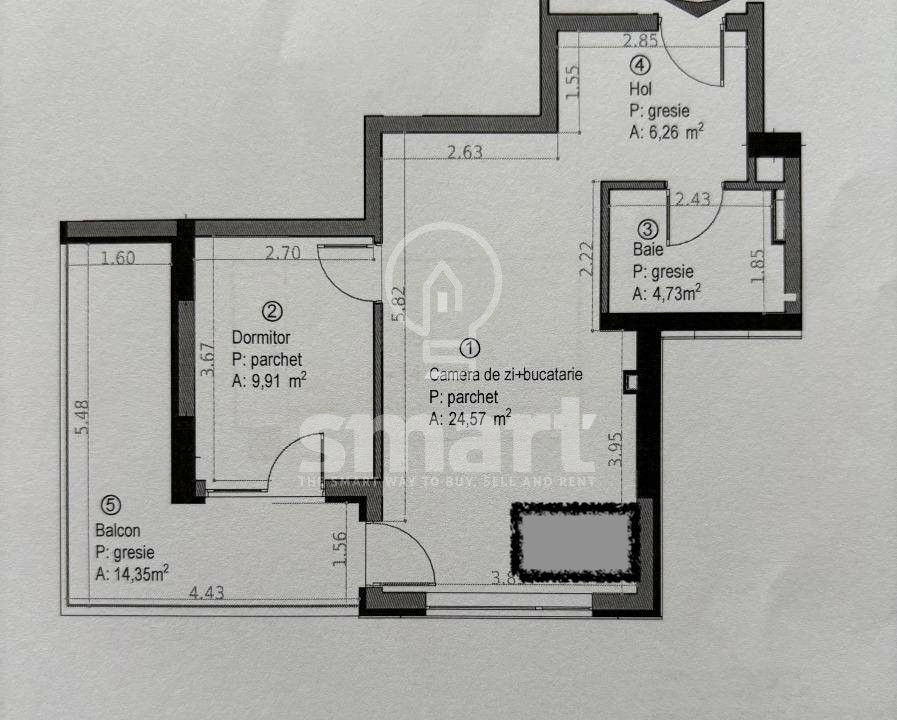 Apartament 2 camere cu terasa Sopor Iulius Mall 