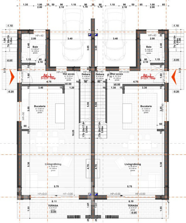 Teren cu autorizație de construire de vanzare pentru duplex Chinteni panoramă 