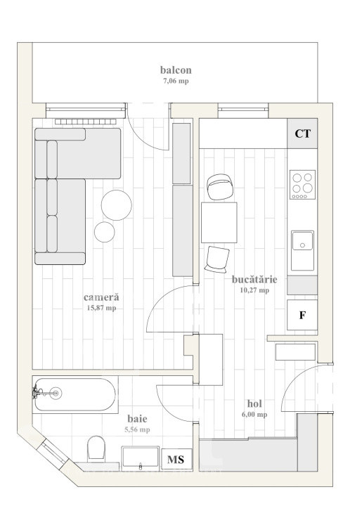 Apartament 1 camera NOU Borhanci zona TCI 