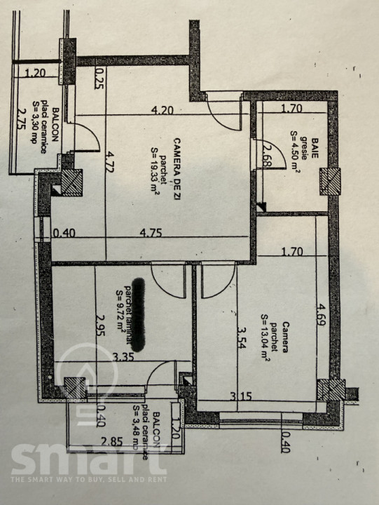 Apartament 3 camere cu parcare Edgar Quinet Manastur