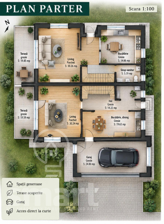 Parte de duplex in Borhanci, garaj, zona linistita