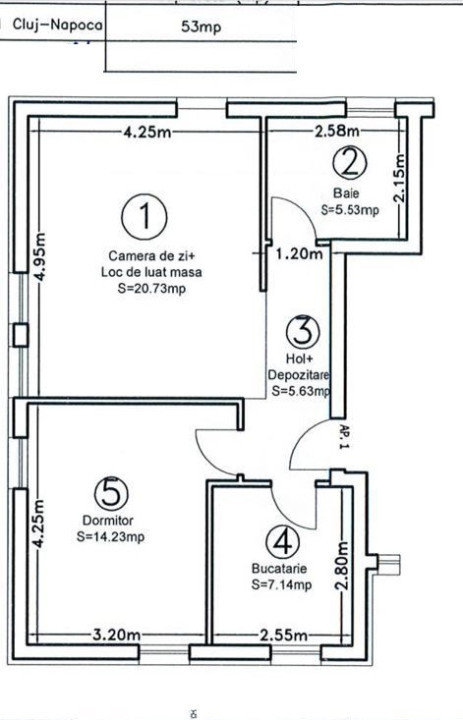 Apartament 2 camere decomandat, Borhanci, cu gradina !!!