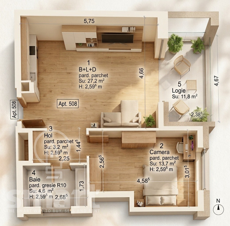 Apartament 2 camere de vanzare  ansamblu nou Hexagon zona Semicentrala
