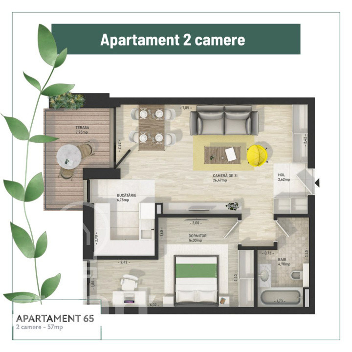 Apartament 2 camere The Nest Mărăști Parcare subterană inclusă 