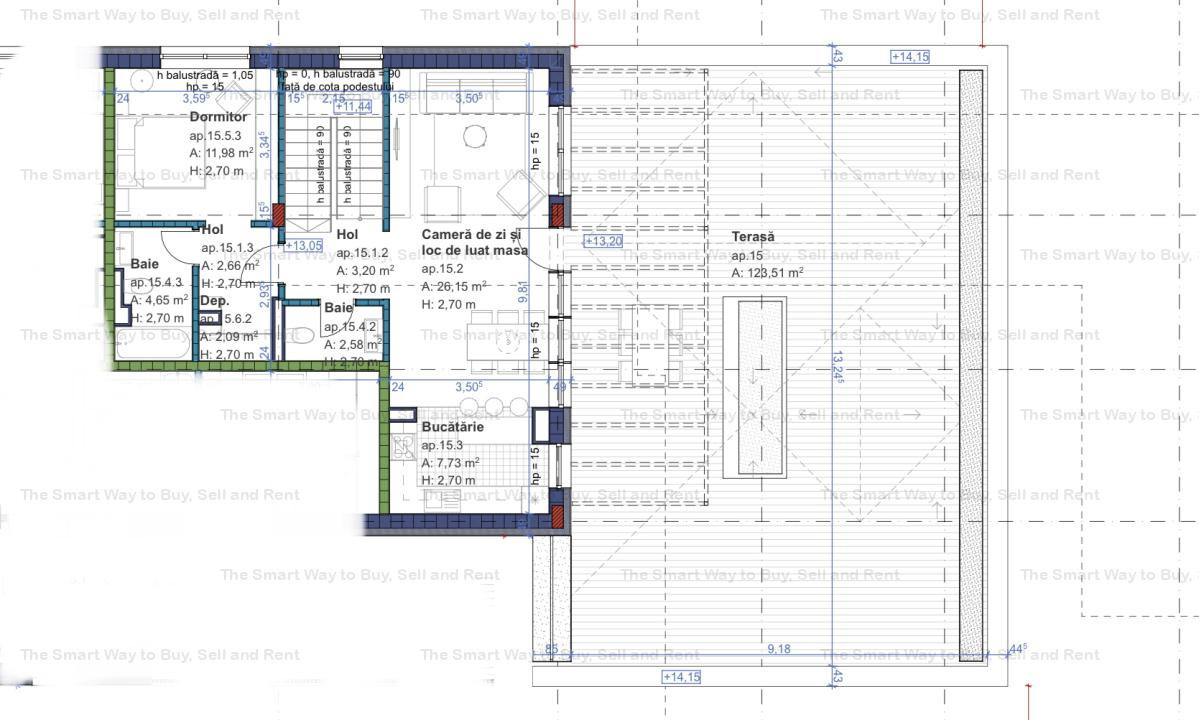 Penthouse 4 camere 112mp terasa 124mp BLOC NOU Iris 