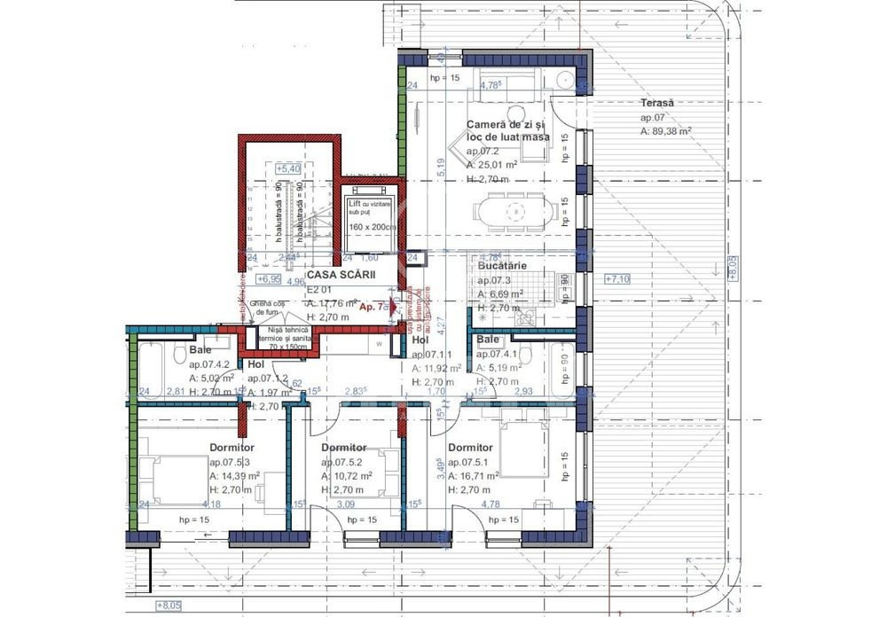 Apartament 4 camere 98mp + terasa 90 mp BLOC NOU Iris 