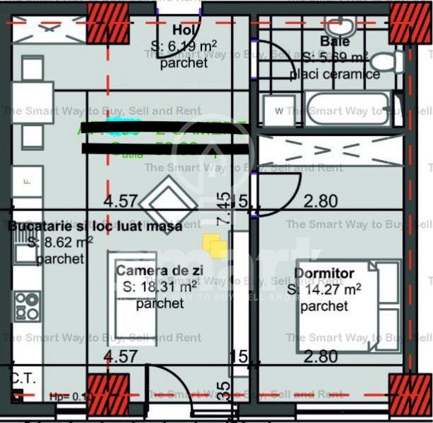 Apartament 2 camere NOU 57 mp Terasa 25mp Marasti 