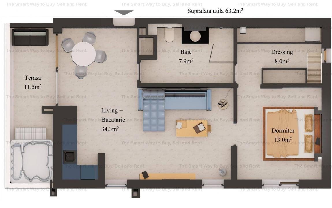 Apartament 2 camere mobilat LUX zona Vivo Razoare