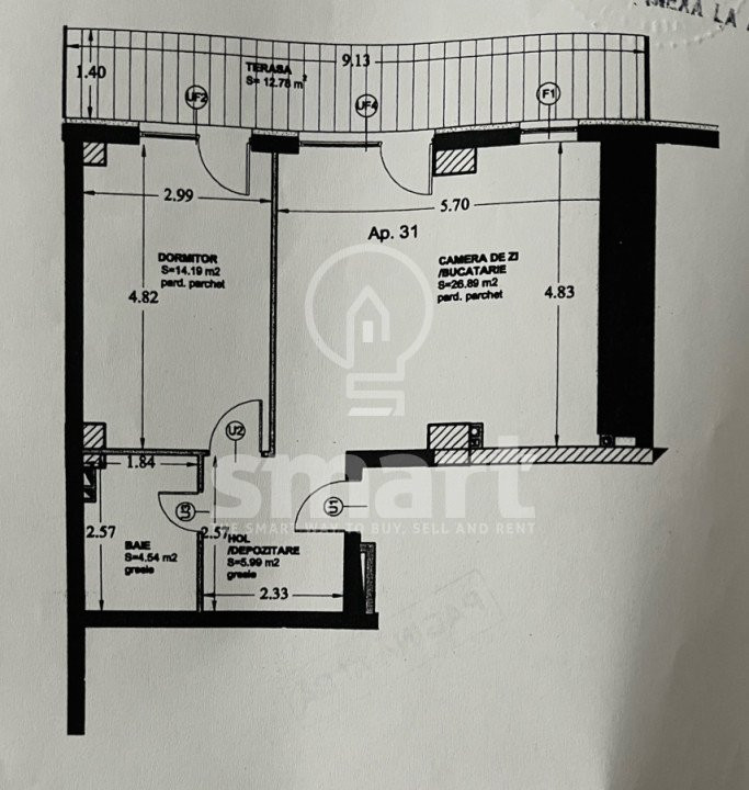 Apartament 2 camere Buna Ziua terasa 12mp