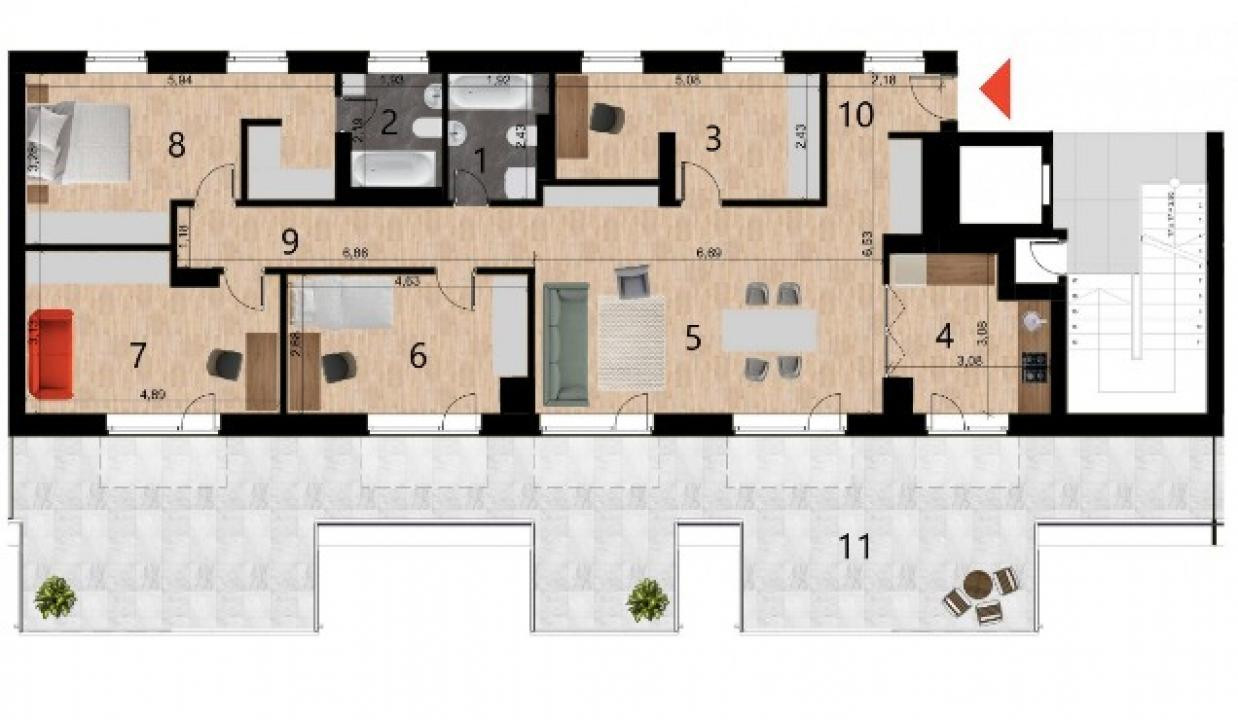 Penthouse 5 camere NOU 117mp terasa 69mp Zorilor