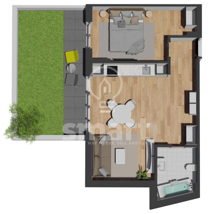 Apartament 2 camere BLOC NOU zona Vivo gradina/terasa