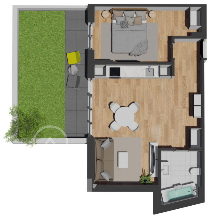 Apartament 2 camere BLOC NOUVivo gradina/terasa FINISAT
