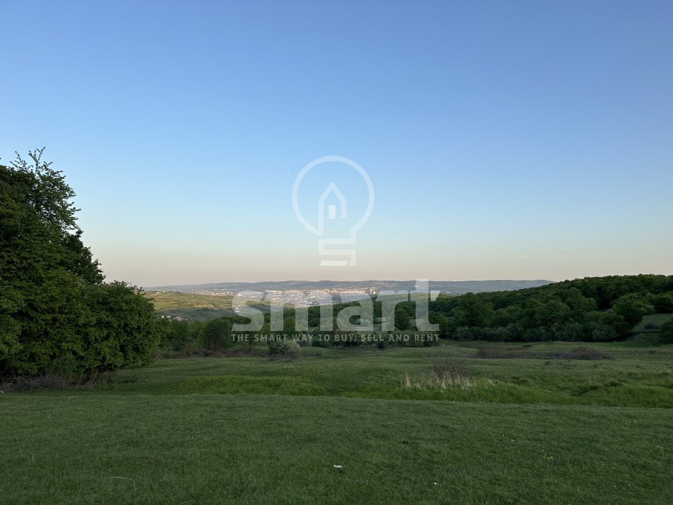 Teren extravilan Baciu la marginea pădurii, panoramă spre oraș