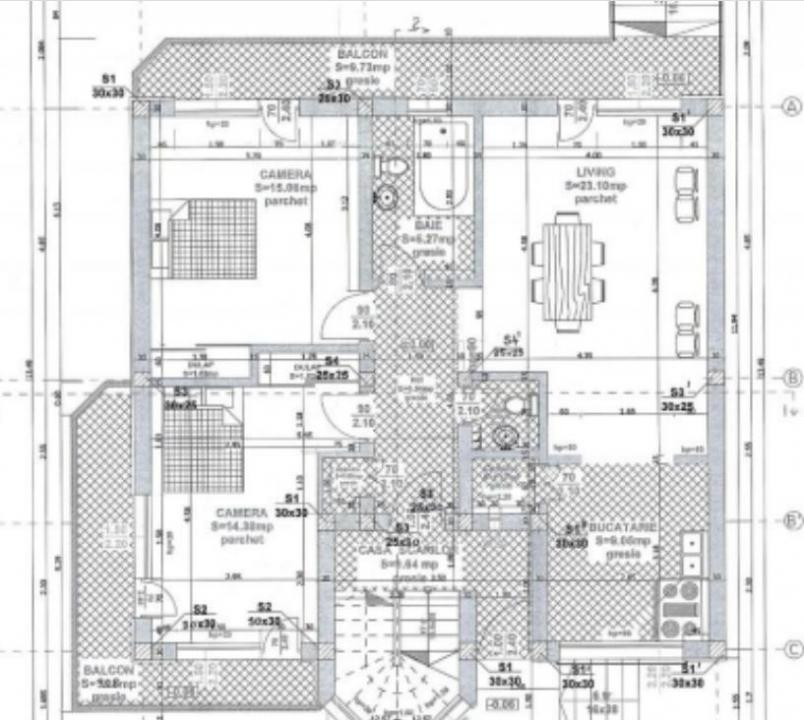Apartament 3 camere FINISAT  82 mp Zona Vivo 