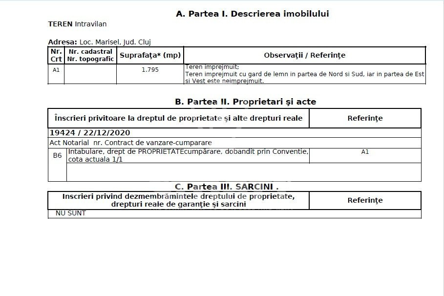 Teren deosebit Marisel, intravilan